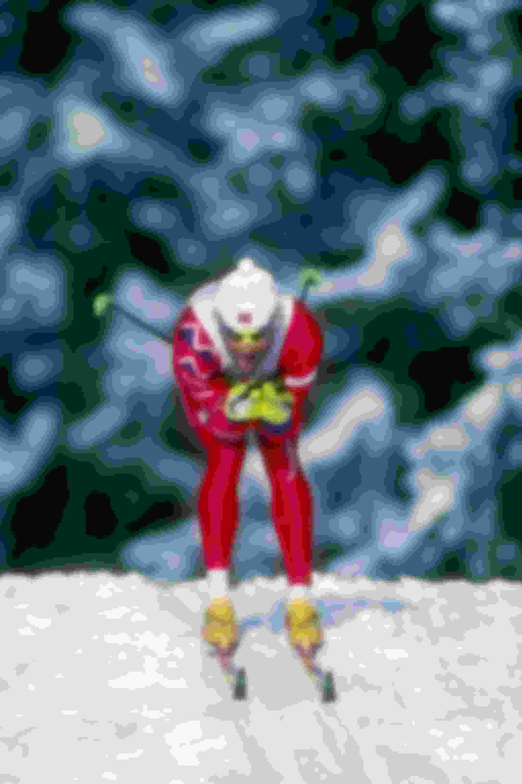 Vegard Ulvang della Norvegia, il 10 febbraio 1992, in discesa durante la gara di sci di fondo durante i Giochi Olimpici di Albertville 1992, Francia
