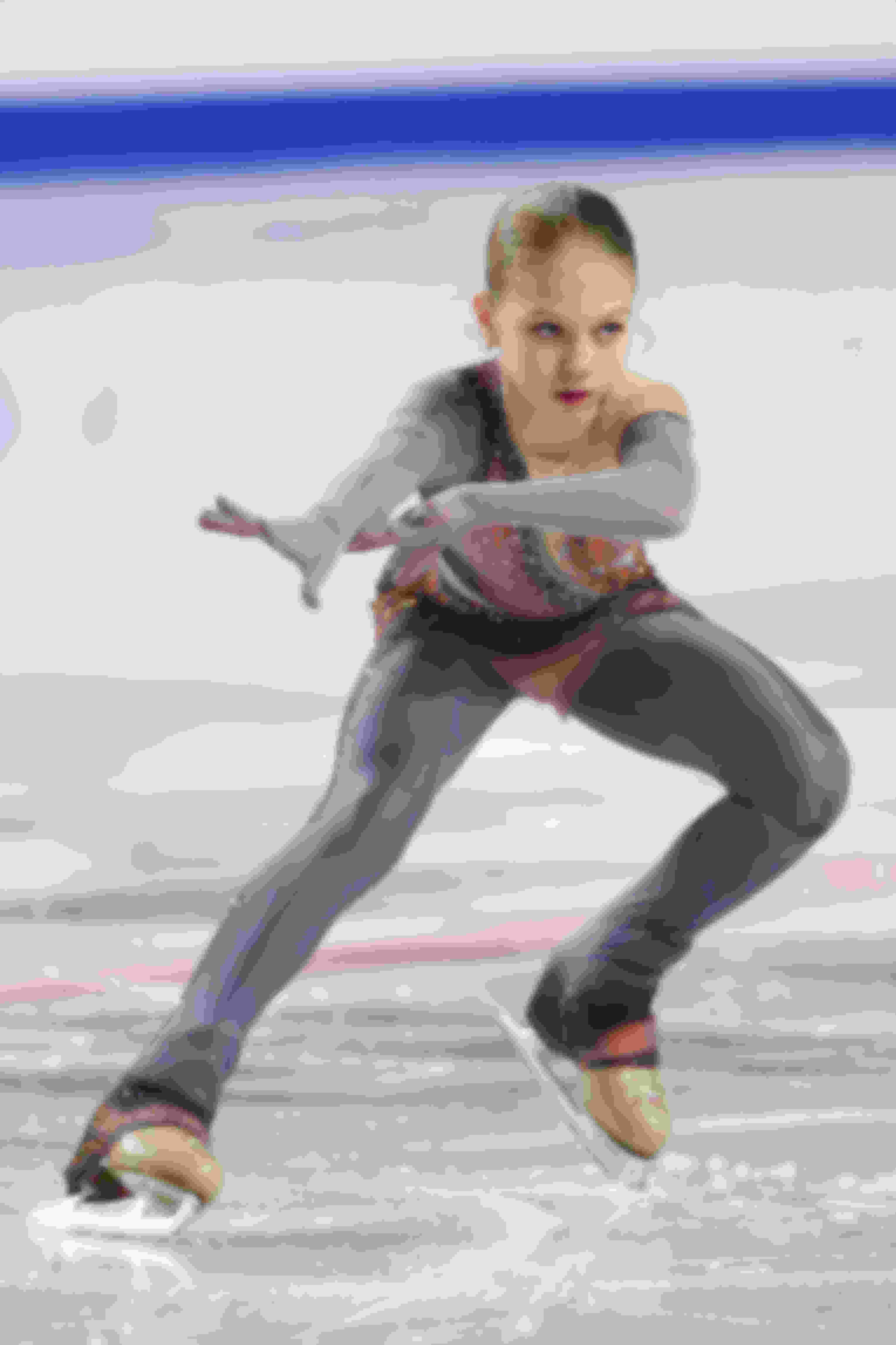 Alexandra Trusova skates at the Junior Grand Prix at Doug Mitchell Thunderbird Sports Centre in Vancouver, BC, Canada.
