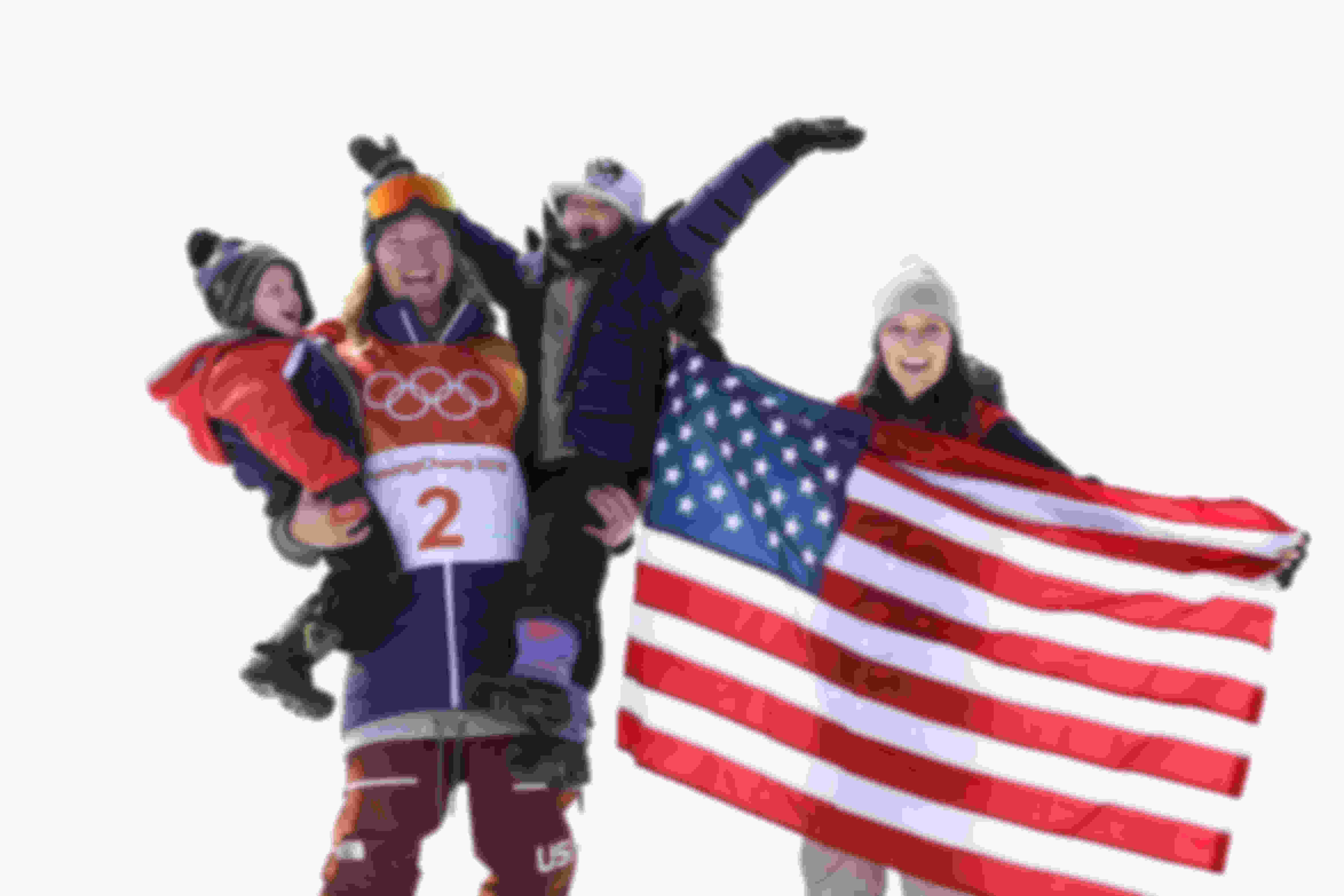 David Wise con la famiglia sul podio a PyeongChang 2018