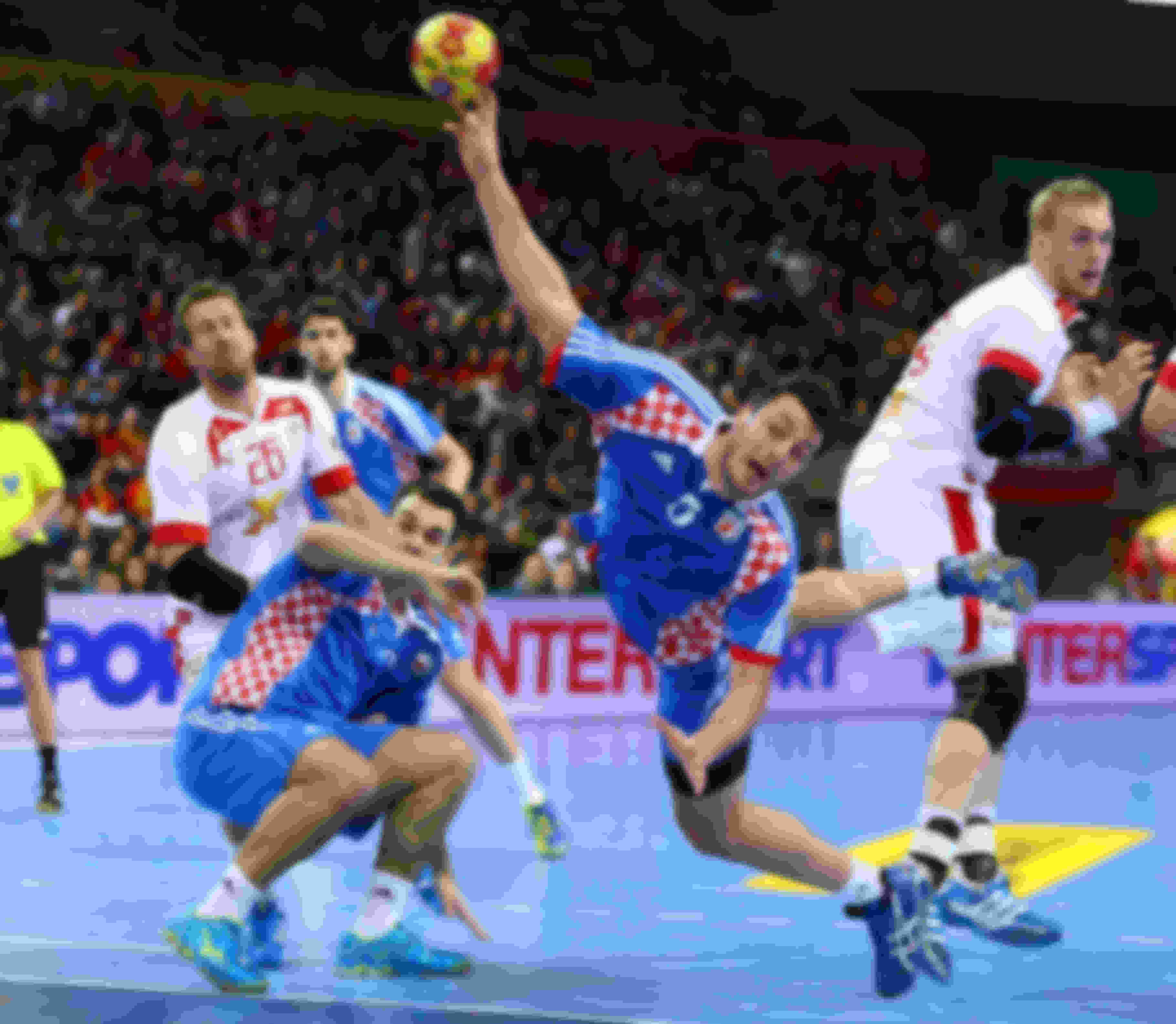 Duvnjak scoring against Denmark in the 2013 World Championship semi final in Barcelona. Croatia finished the tournament 3rd. (Photo by Christof Koepsel/Bongarts/Getty Images)