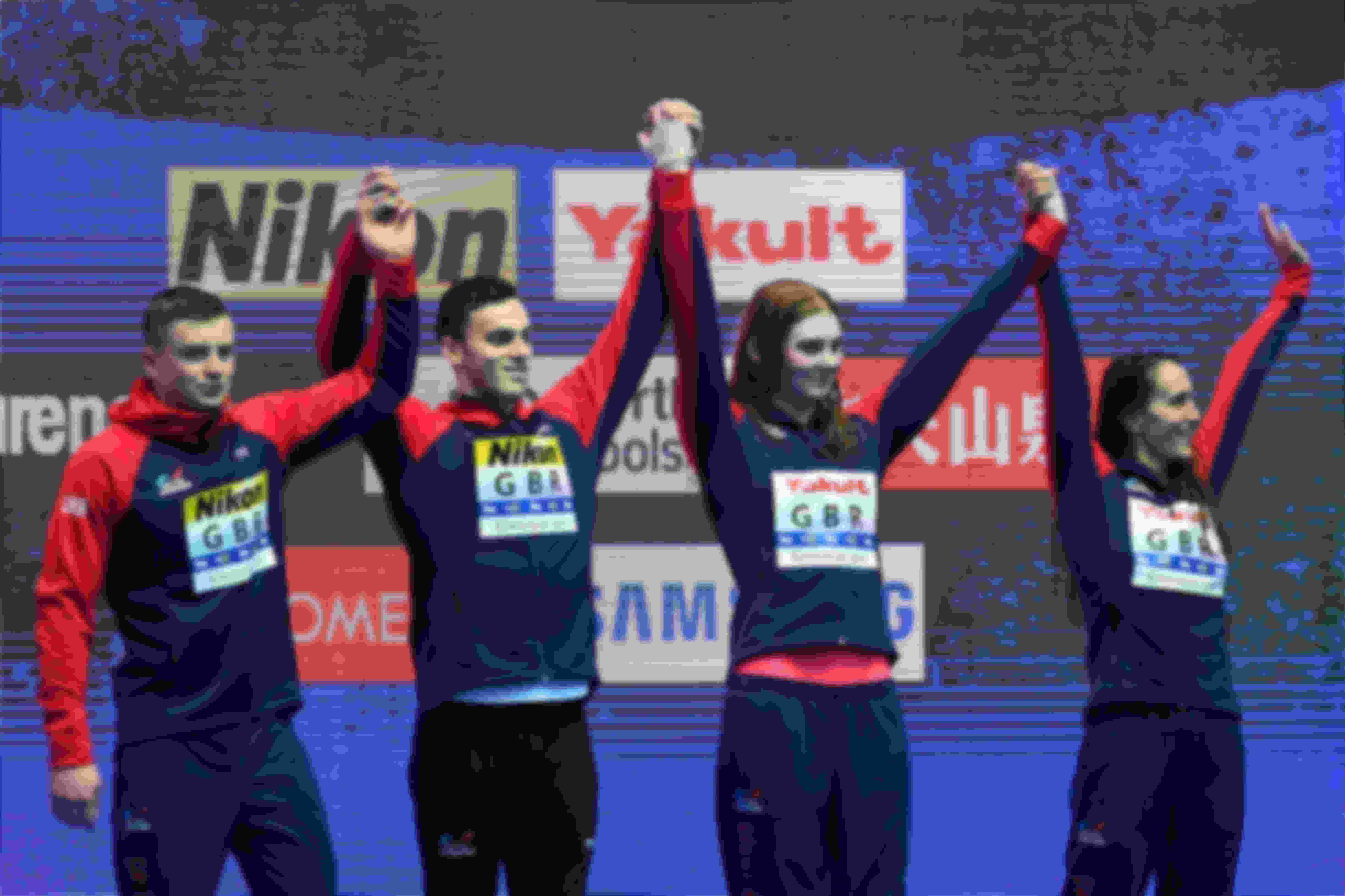 Adam Peaty, James Guy, Freya Anderson and Georgia Davies won bronze in the mixed 4x100m Medley Relay at the 2019 World Championships in Gwangju, South Korea.