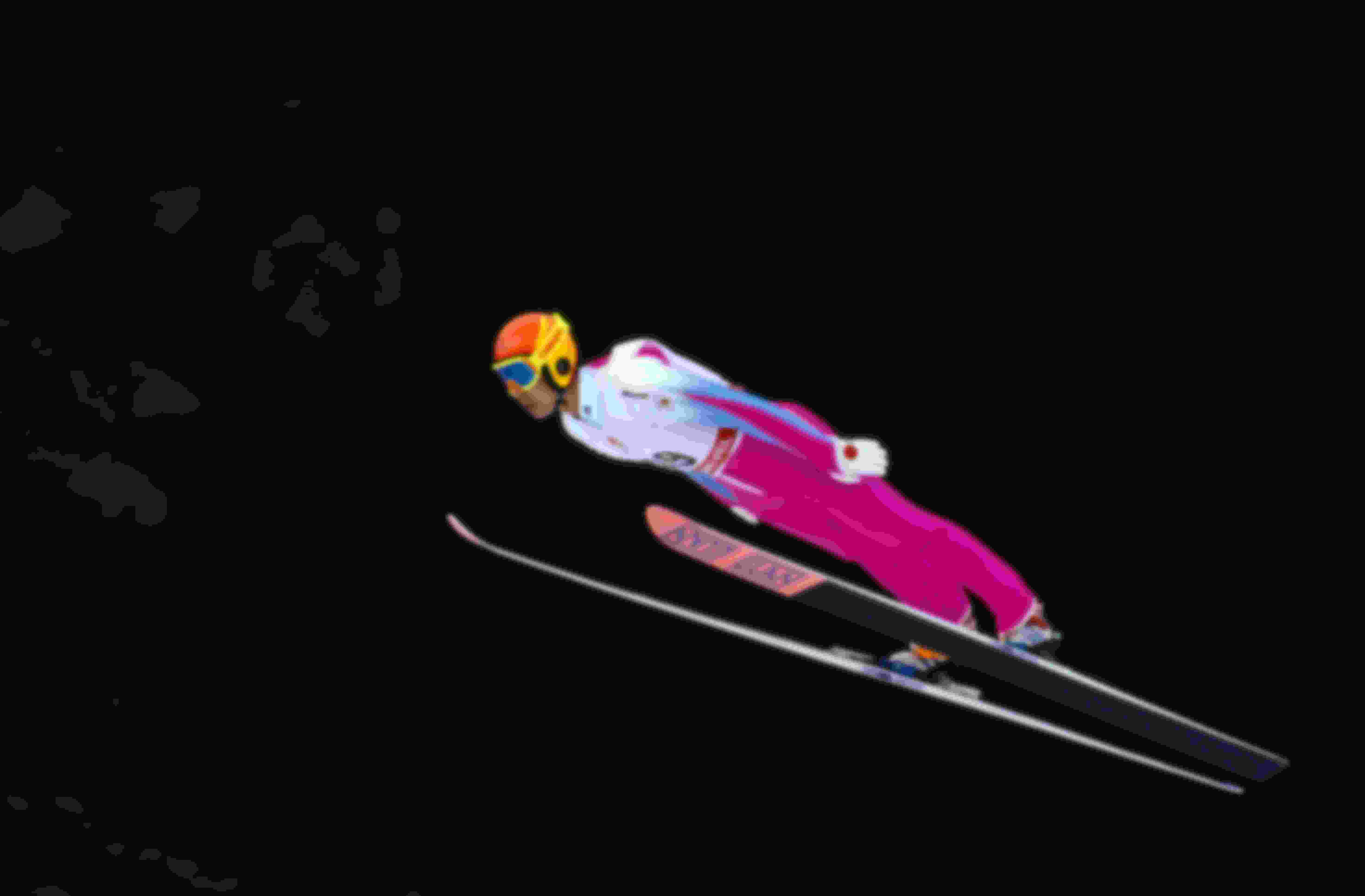 原田雅彦在1992年阿尔贝维尔冬奥会上的赛场英姿