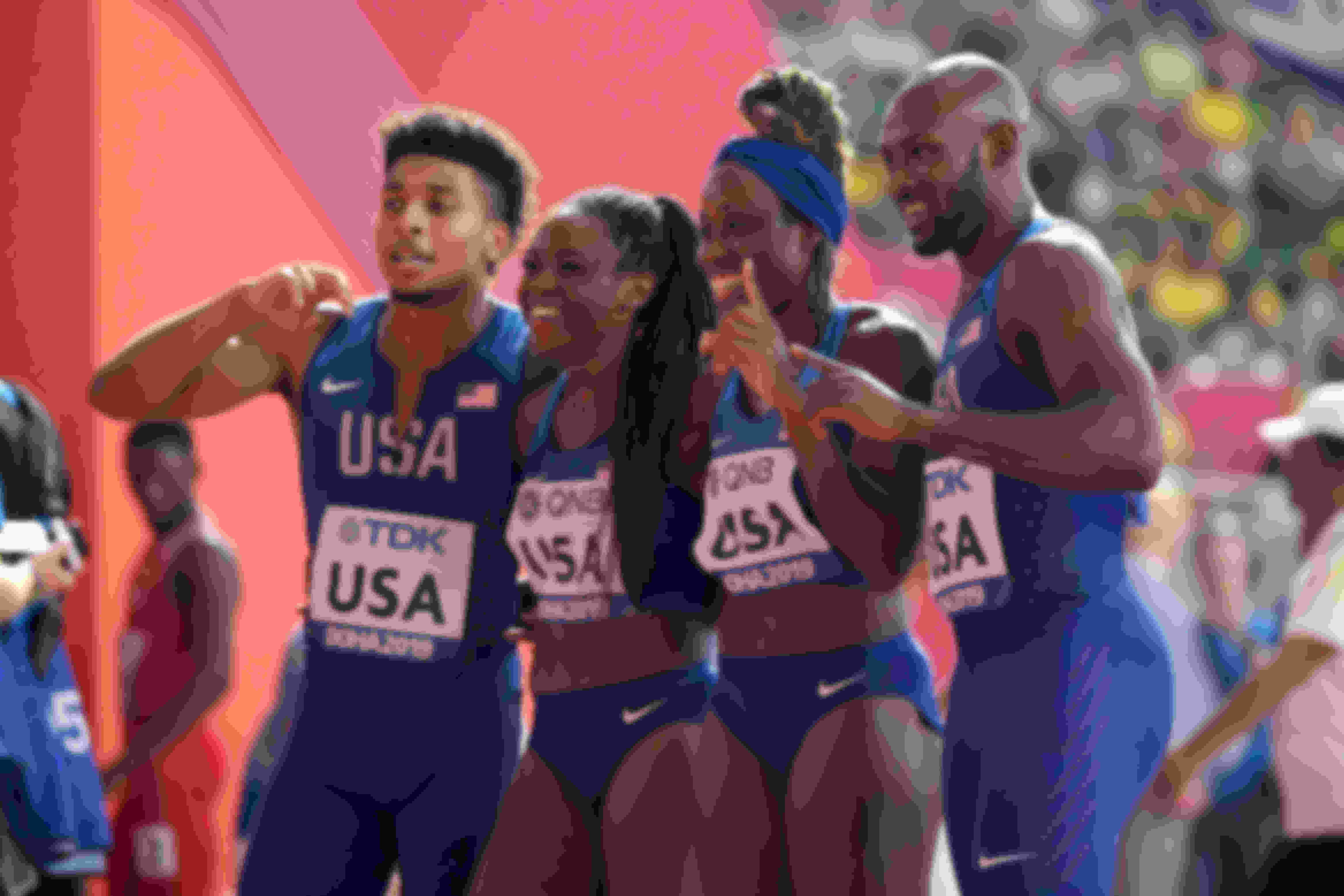The USA set a new world record in the 4x400m mixed relay.