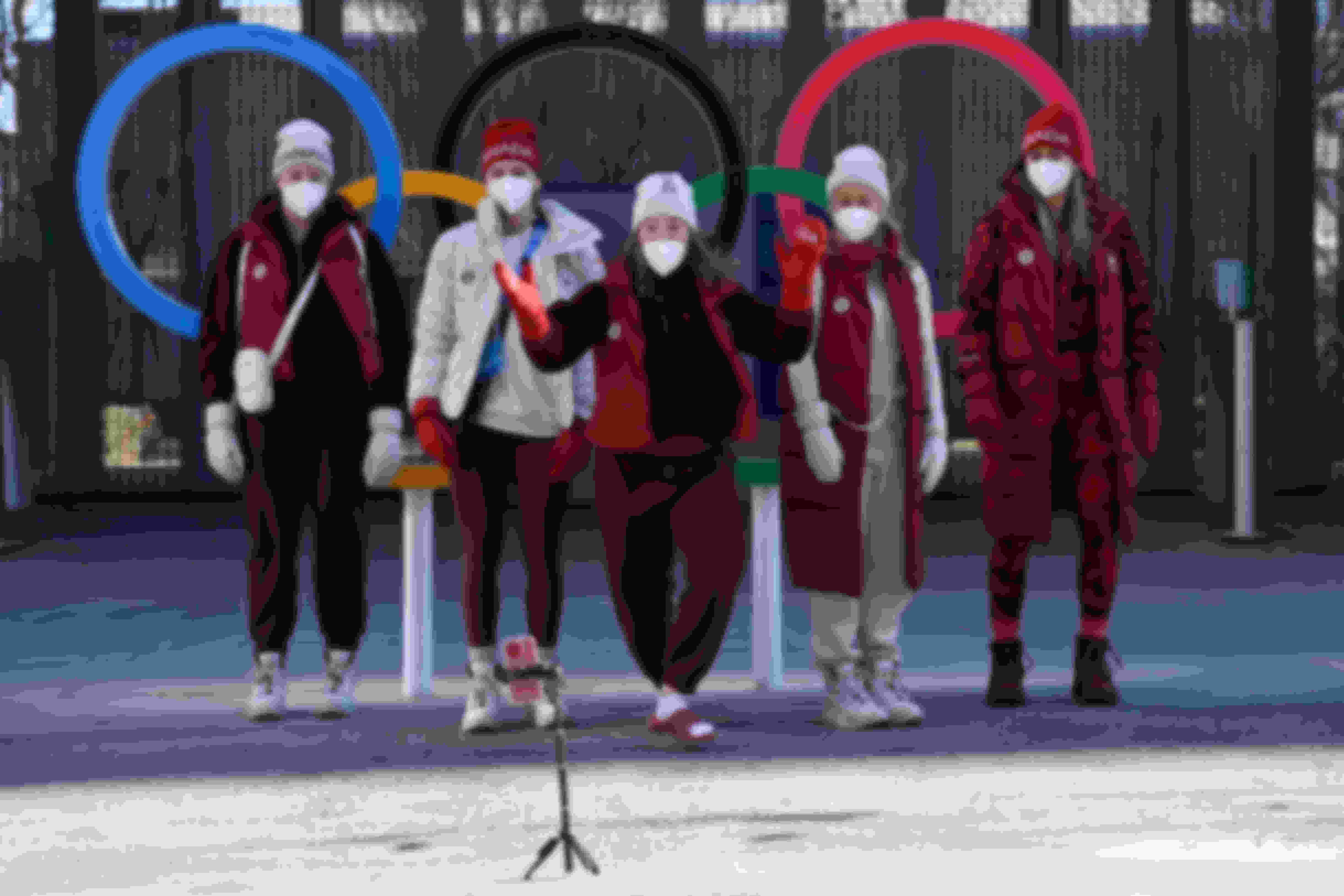Members of Canada's team at the Beijing 2022 Winter Olympic Games village.