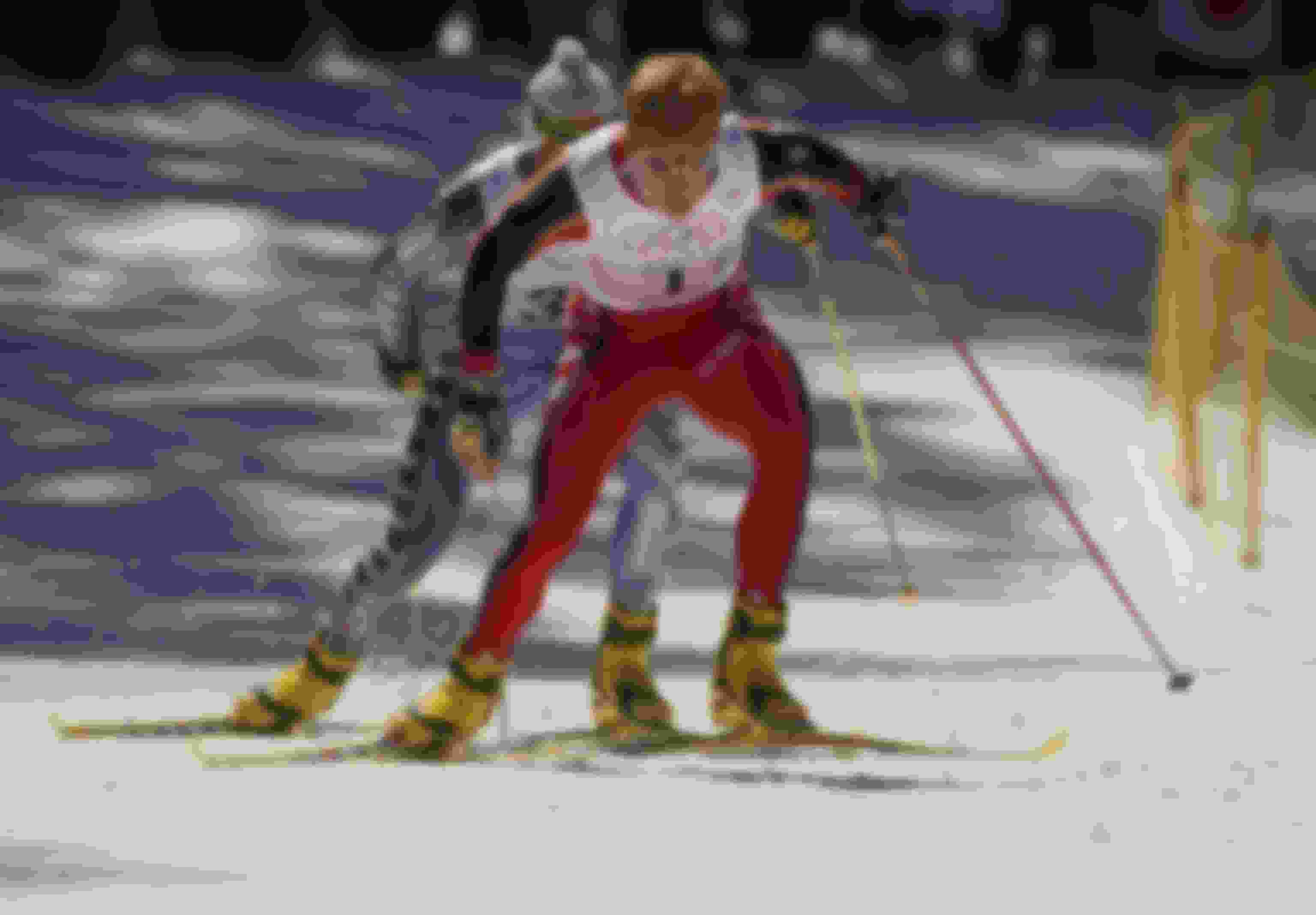 18 febbraio 1998: Björn Daehlie e la squadra norvegese vincono la medaglia d'oro nella staffetta 4x10k maschile dello sci di fondo a Snow Harp, durante i Giochi Olimpici Invernali del 1998 a Nagano, in Giappone.