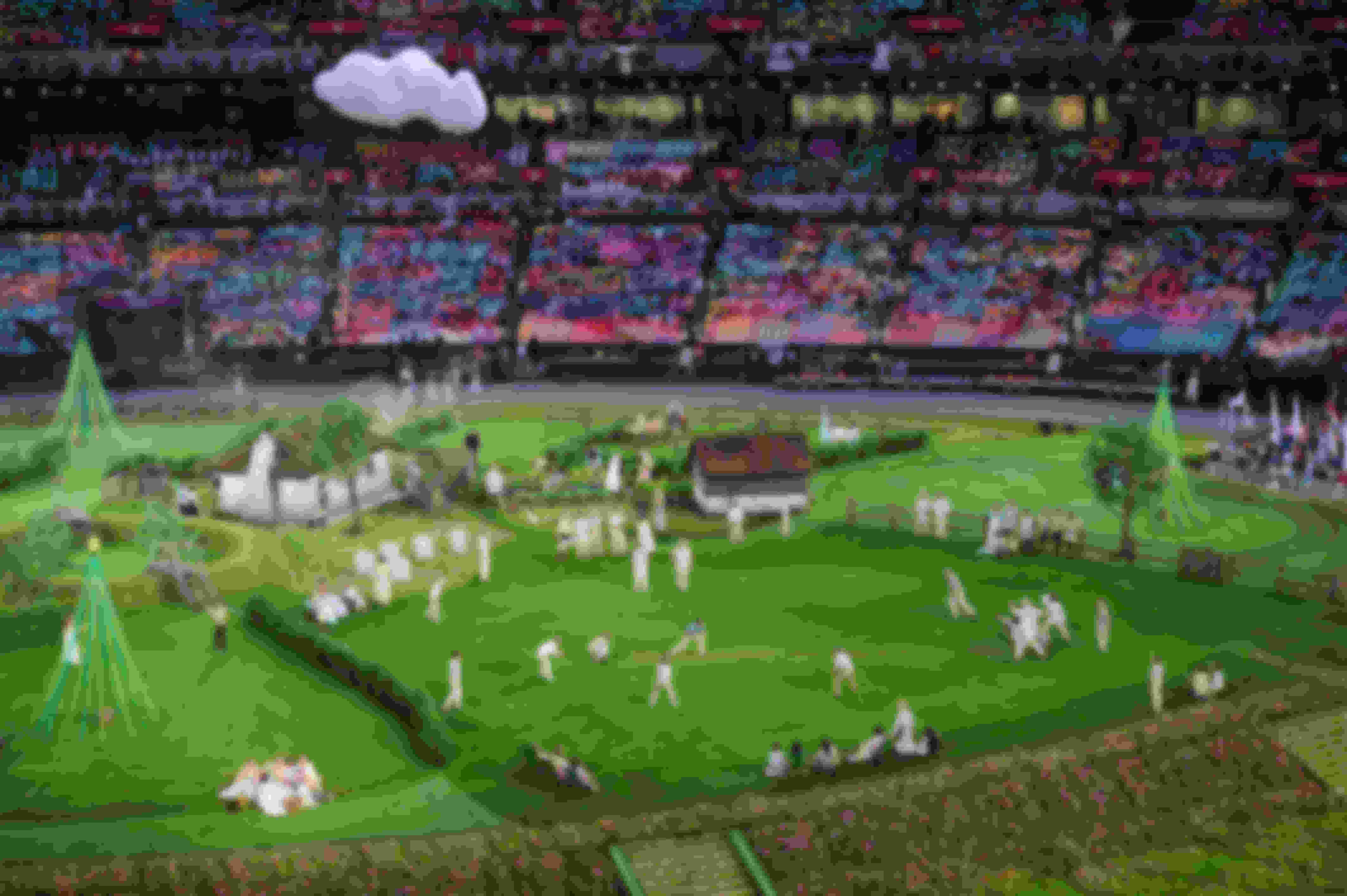 Cricket in Olympics played out during the preshow prior to the opening ceremony of the London 2012 Games.