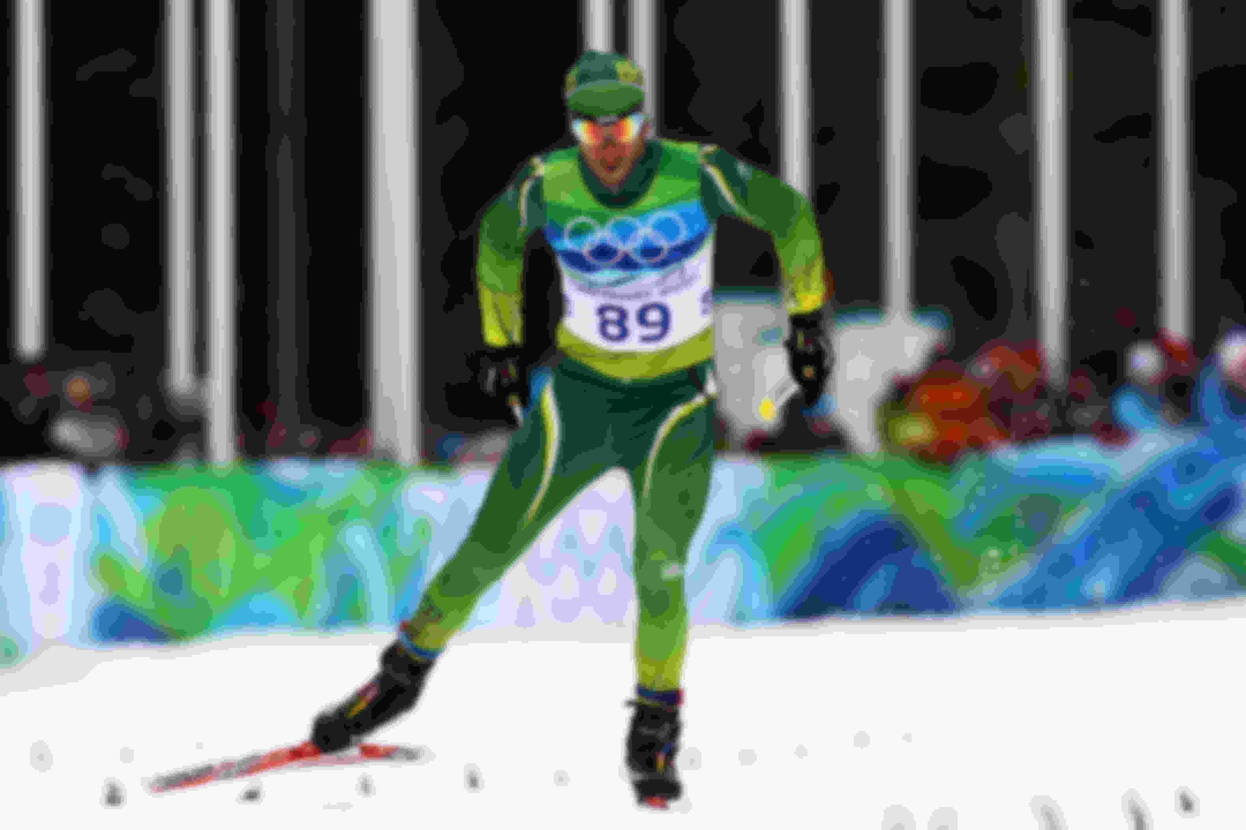 Leandro Ribela, de Brasil, compitiendo en la prueba de 15 km estilo libre de esquí de fondo en los Juegos Olímpicos de Invierno Vancouver 2010.