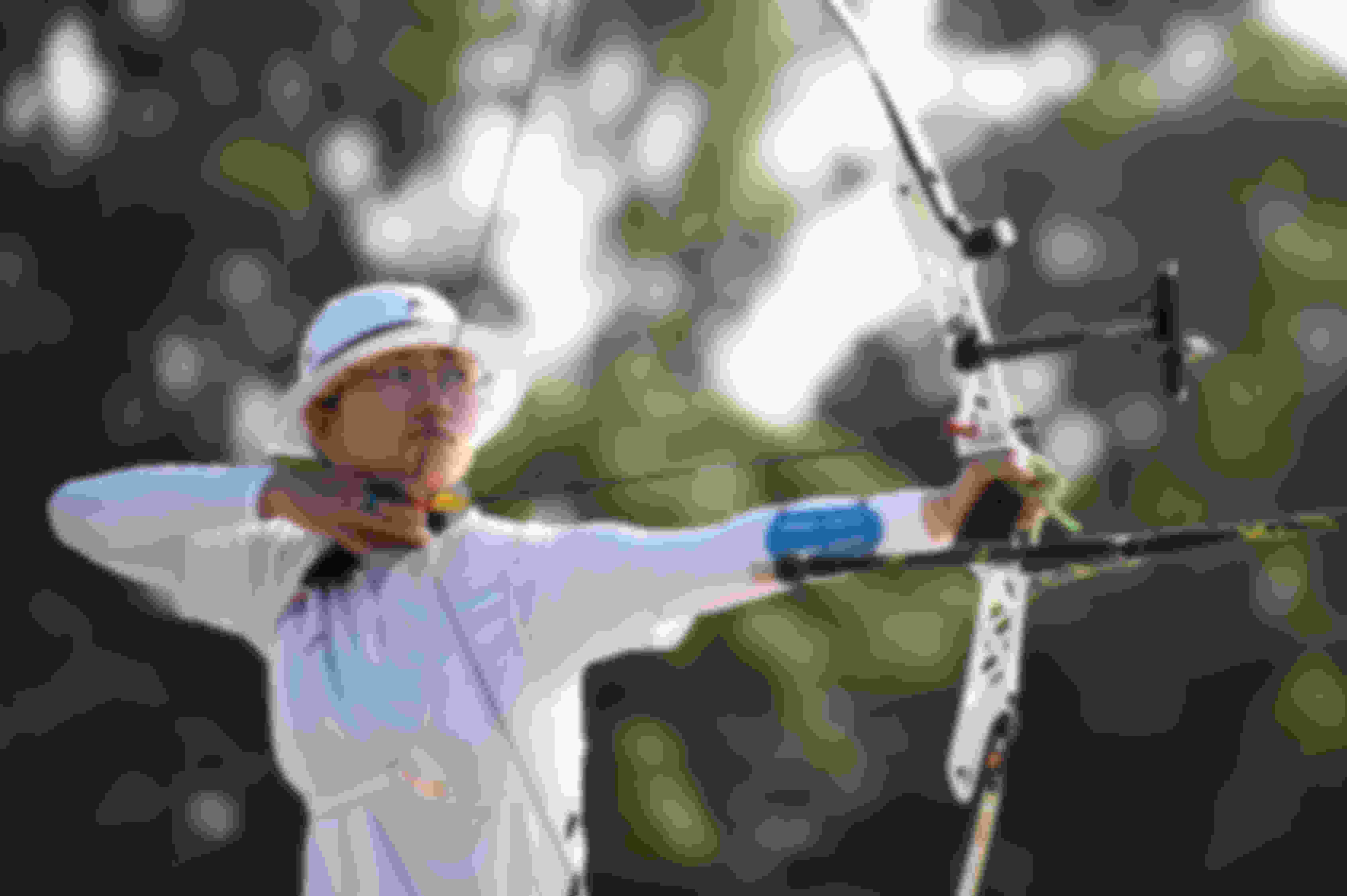 San An in action in the semifinal during the Ready Steady Tokyo - Archery Tokyo 2020 Olympic Games test event.