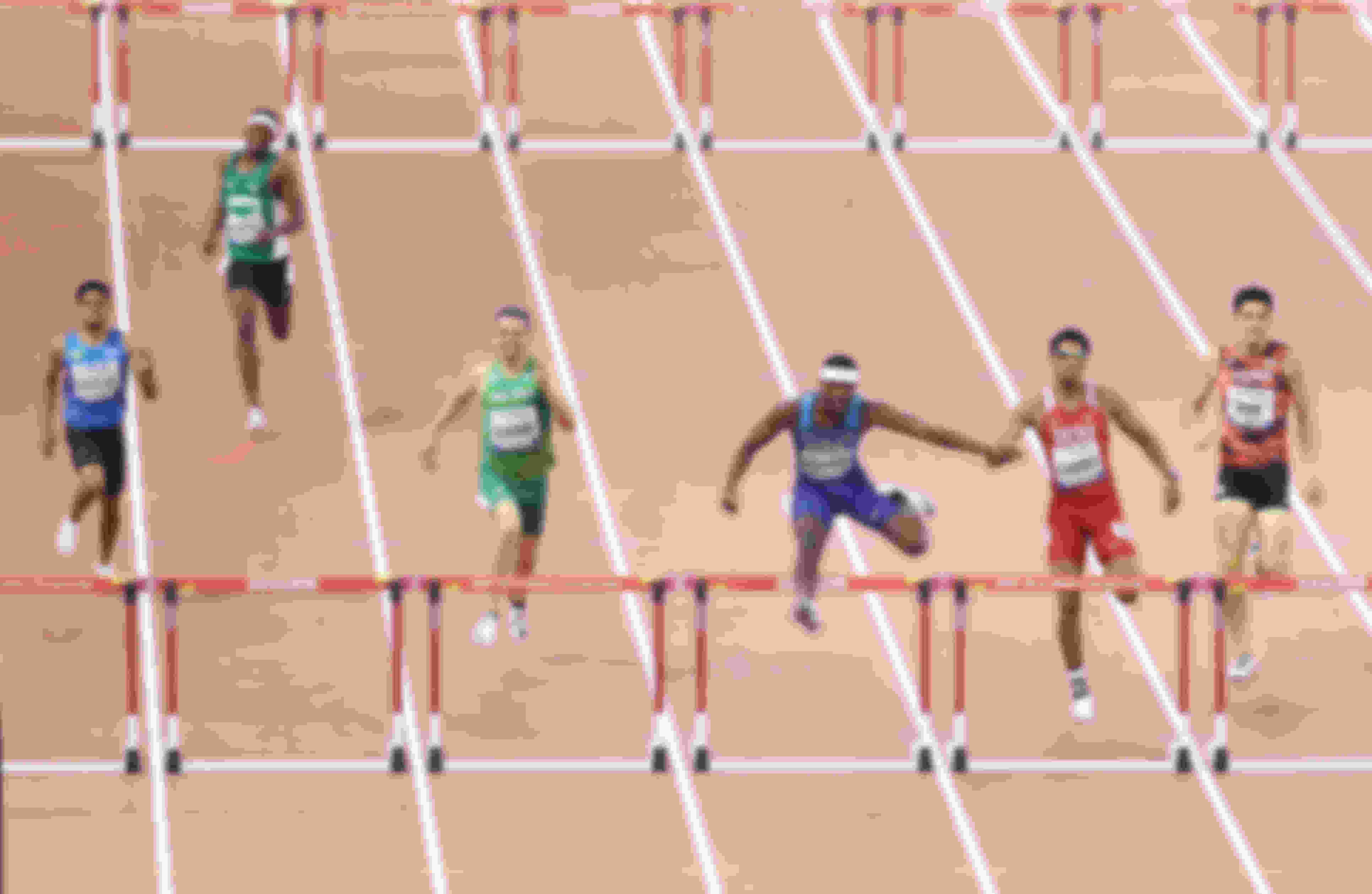 Snapshot of the 400m Hurdles race in Doha