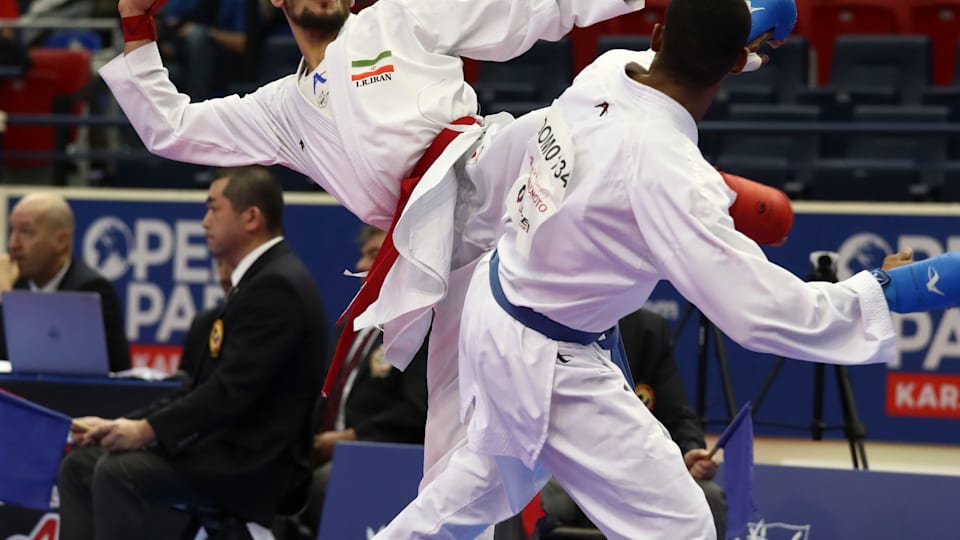Hamoon Derafshipour competing in the Paris Open in January 2018