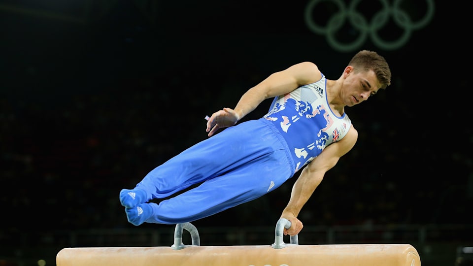 Max Whitlock competes on pommel horse at Rio 2016