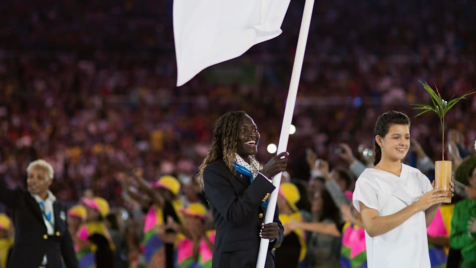 Refugee Athlete Scholarship-holder, Rose Lokonyen Nathike, historic Olympic flagbearer 