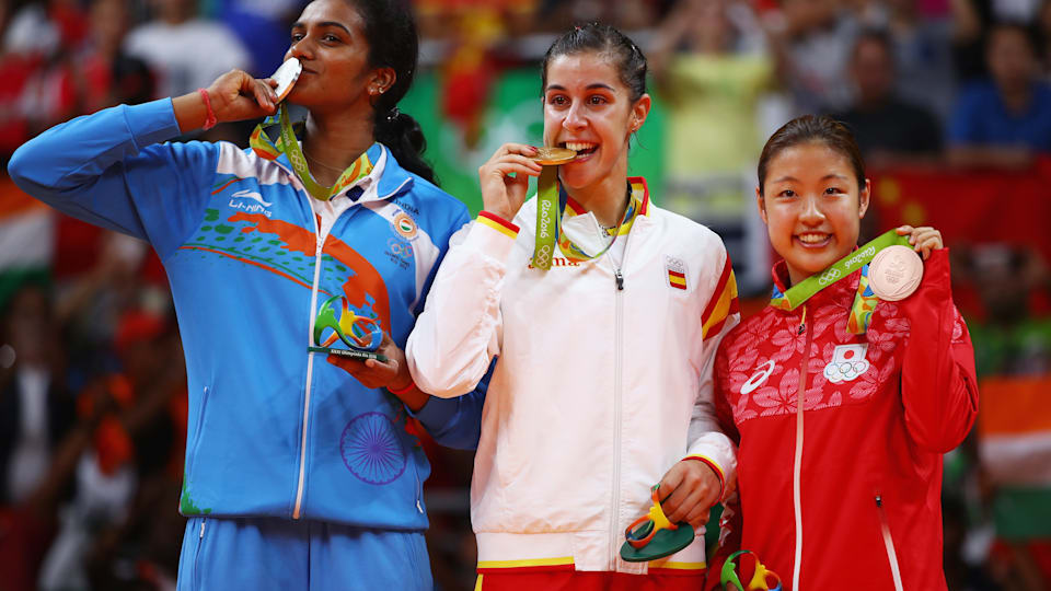 Rio 2016 badminton women's singles medal ceremony. 