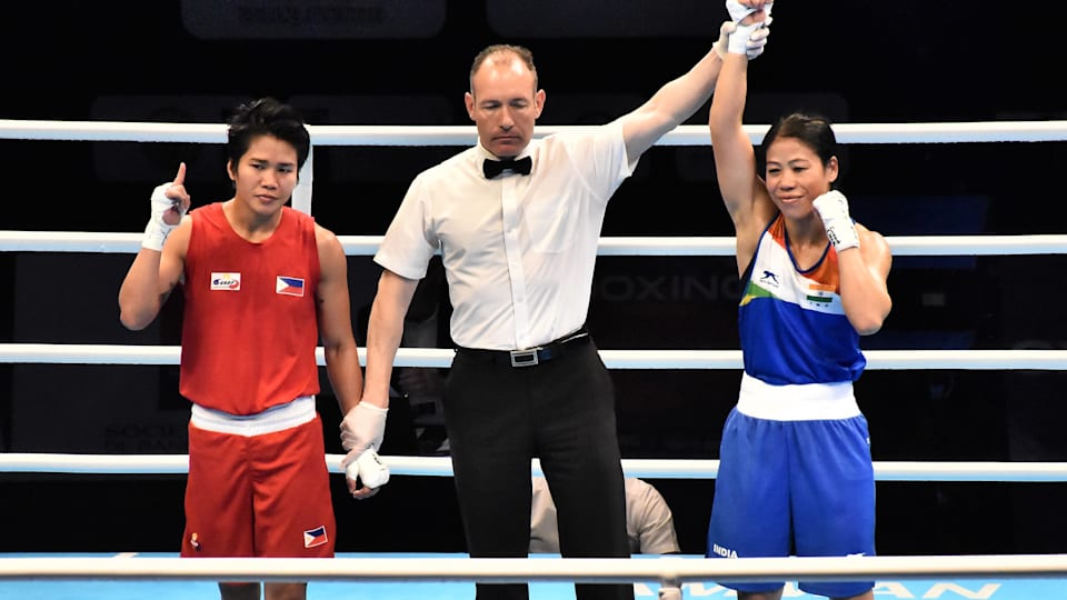 Mary Kom won her quarter-final bout at the Asian boxing Olympic qualifiers to book her berth for Tokyo 2020 Image courtesy: BFI