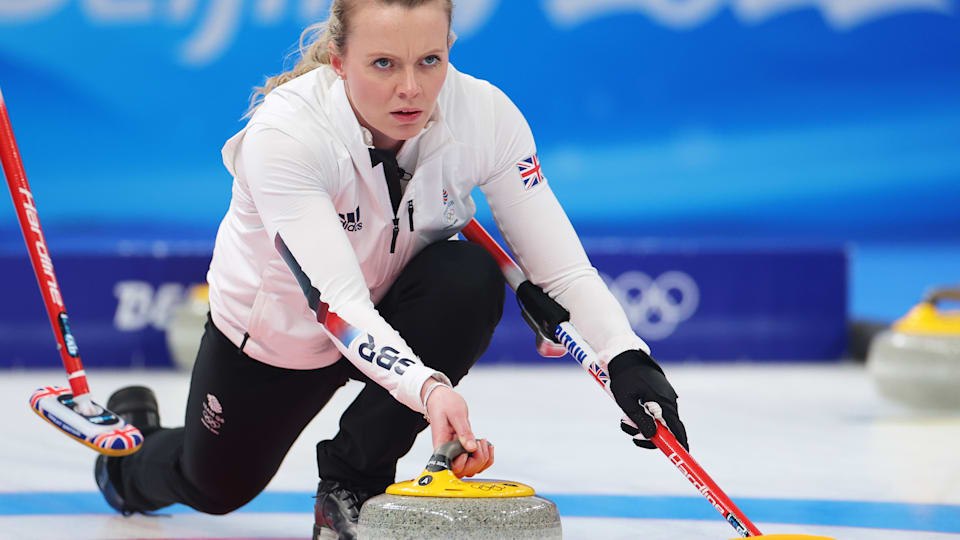 Team GB curler Vicky Wright in action on the ice at Beijing 2022