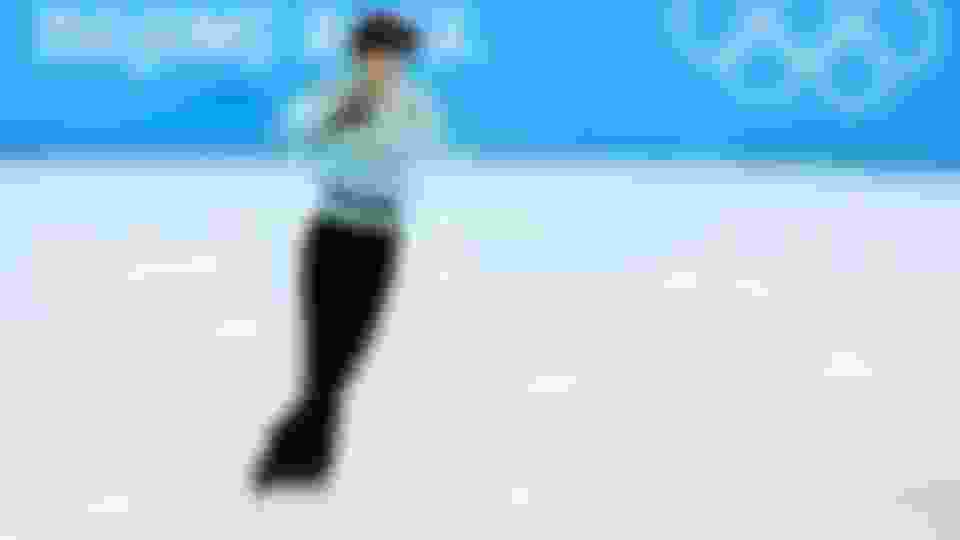 Japan's Hanyu Yuzuru attempts quadruple Axel in men's free skate