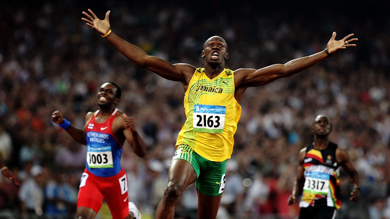 Usain Bolt Holt Sein Erstes Gold Uber 100m Peking 2008 Wiederholungen