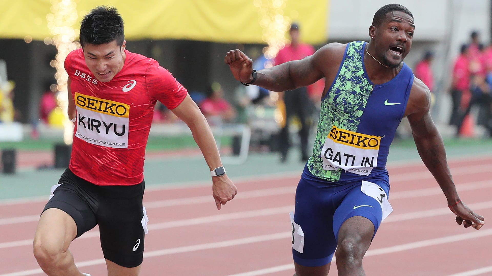 陸上セイコー ゴールデンgp大阪 男子100mで桐生祥秀が 1位のガトリンに僅差の2位