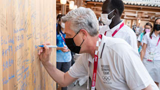 United Nations High Commissioner for Refugees, Filippo Grandi, meeting the Refugee Olympic Team in Tokyo