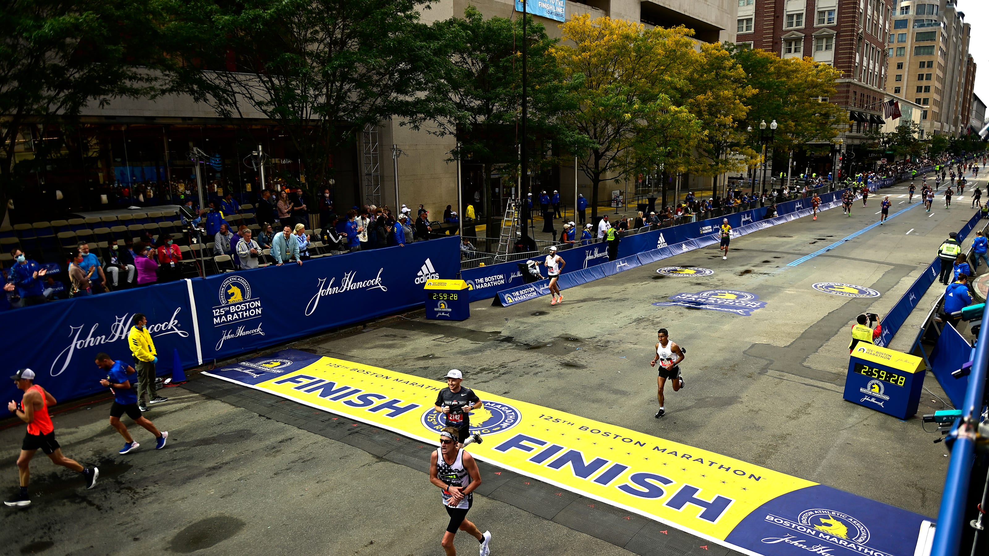 boston marathon start line drop off Celine Strauss