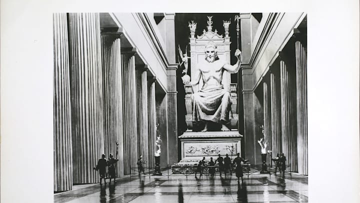 A recreation of the monumental statue of Zeus at Olympia.