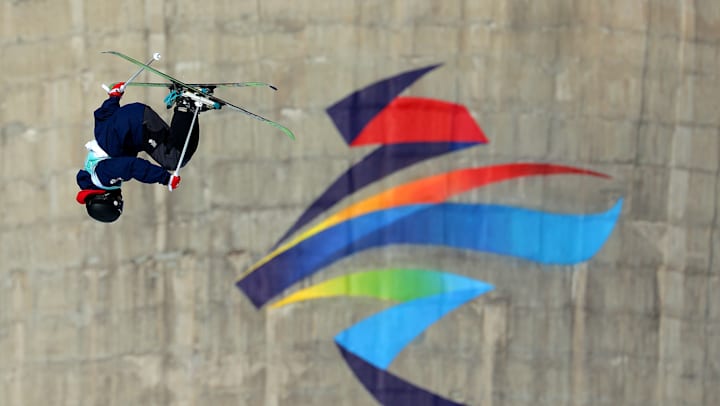 Kirsty Muir of Team GB performs a trick during the big air final