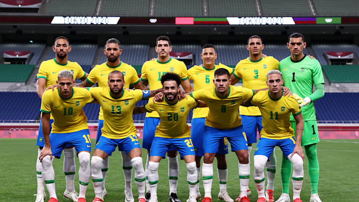 Formação do Brasil para jogo contra o Egito pelas quartas de final do torneio masculino Olímpico de futebol dos Jogos Tóquio 2020