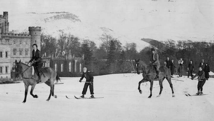 近代オリンピックの創始者が太鼓判を押したスキージョーリング 馬とスキーヤー
