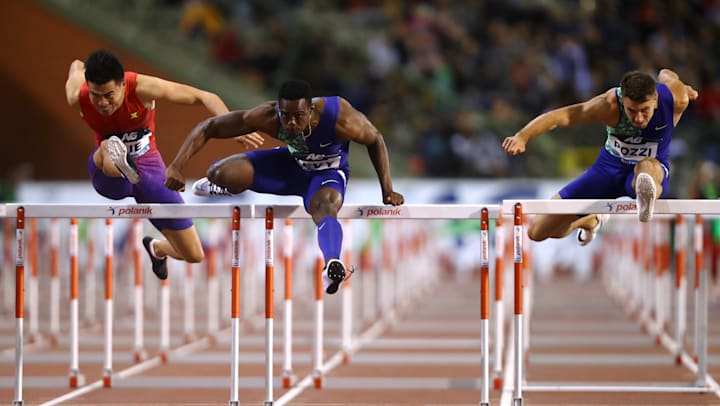 Athletes have to clear 10 barriers in the 110m and 400m hurdles.