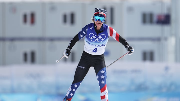 Jessie Diggins on her way to 30km mass start silver at Beijing 2022