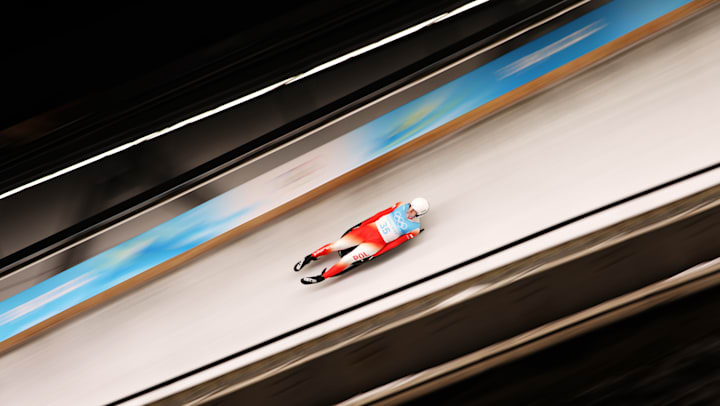 Mateusz Sochowicz competes in the Beijing 2022 men's singles luge