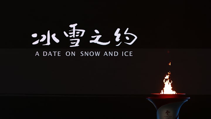火种欢迎仪式上燃烧的2022年北京冬奥会圣火