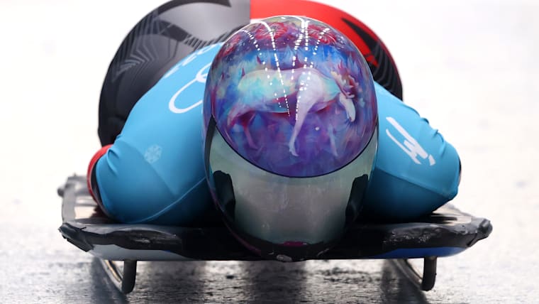 Skeleton helmets at Beijing 2022.