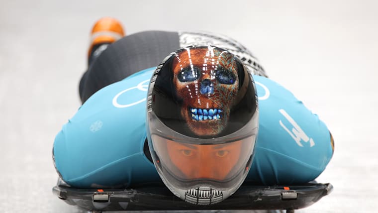 Skeleton helmets at Beijing 2022.