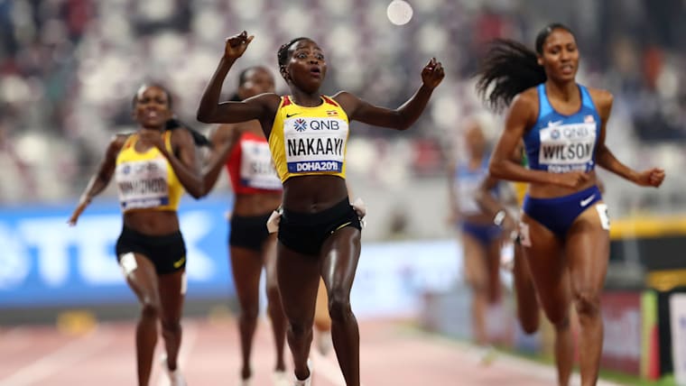 Halimah Nakaayi wins the women's 800m at the 2019 IAAF World Championships