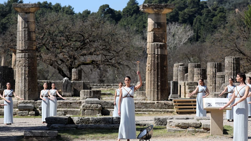 Olympic torch lighting ceremony in Greece