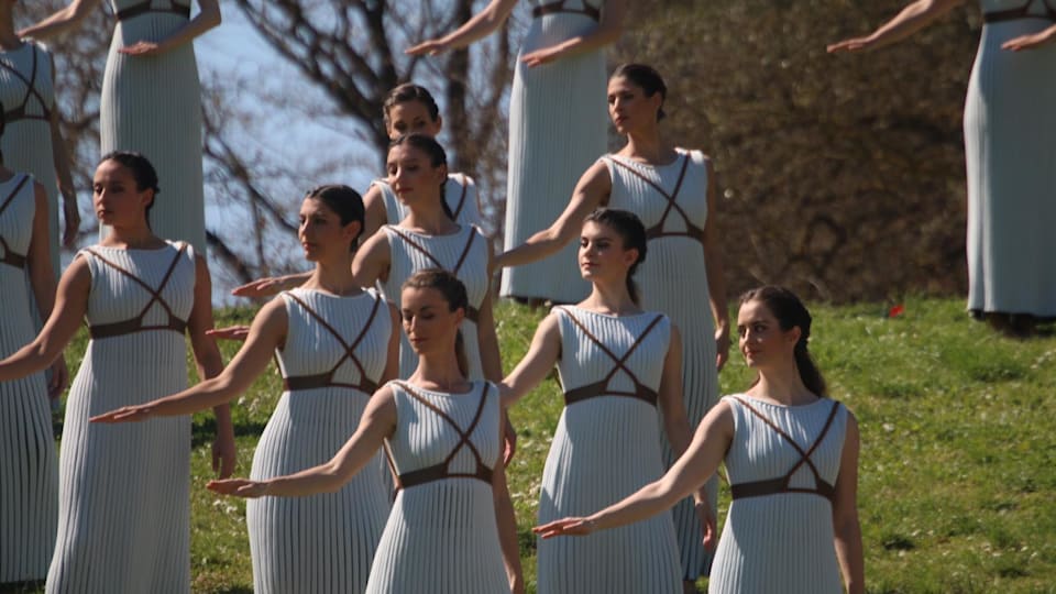 Olympic torch lighting ceremony in Greece