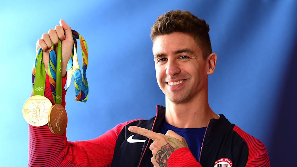 Anthony Ervin With His Olympic Gold Medals