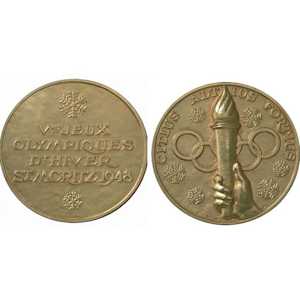 サン・モリッツ1948オリンピックメダル デザイン、歴史、写真