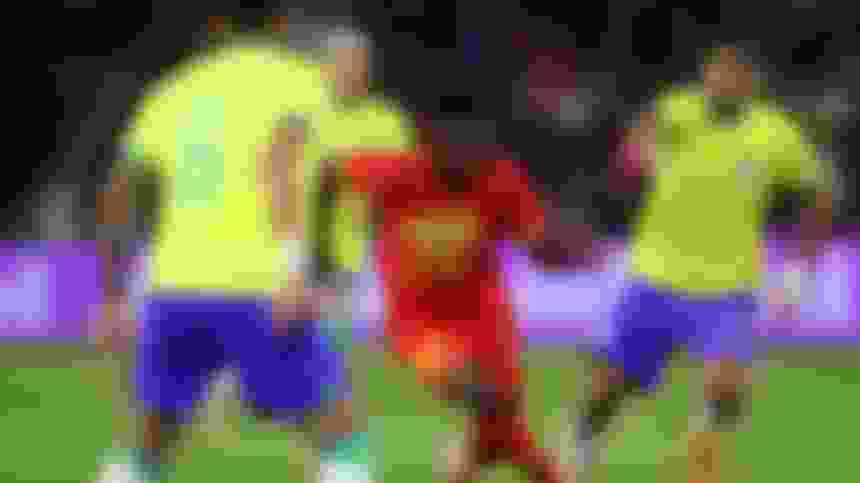 Mohammed Kudus of Ghana in action during the international friendly match against Brazil in France on September 23, 2022  
