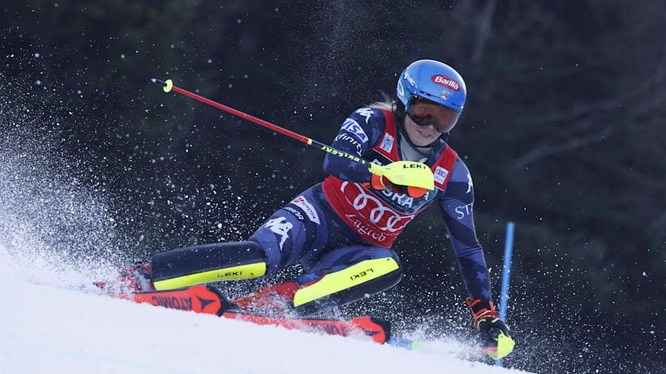 Alpine skiing Mikaela Shiffrin one behind Lindsey Vonn after