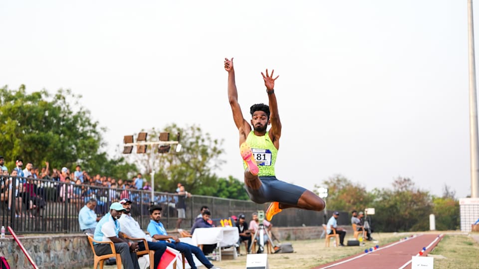 Indian Open Jumps Competition 2023 Long jumper Jeswin Aldrin breaks