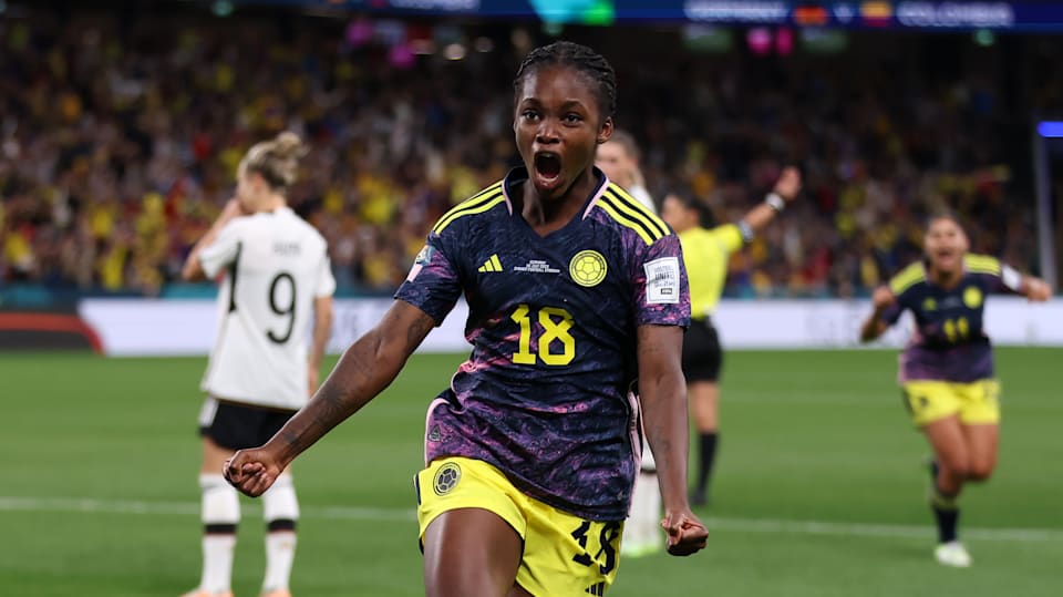 Linda Caicedo comemora gol na Copa do Mundo Feminina 2023
