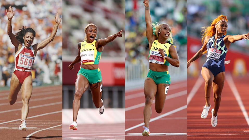 The race for FloJo's 100m world record Can Elaine ThompsonHerah