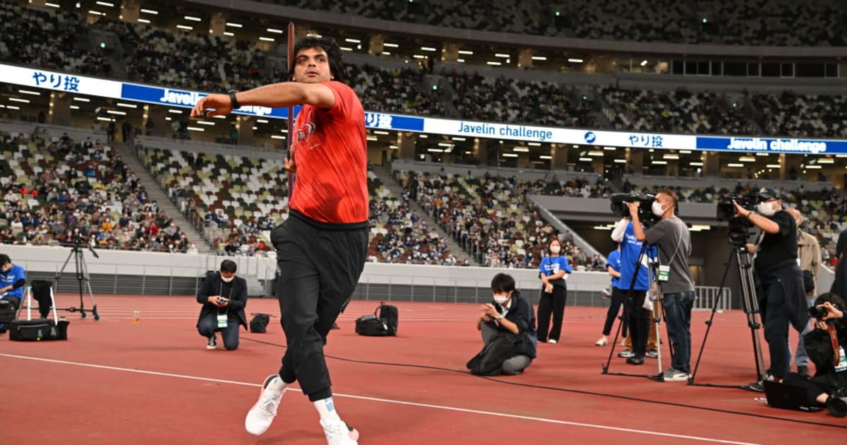 Neeraj Chopra soutěžící v Diamantové lize z Dauhá 2023