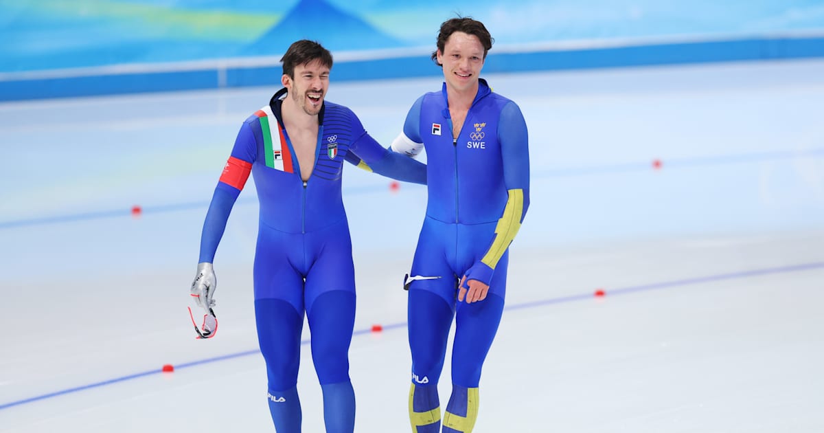 Pattinaggio di velocità 10.000m uomini Davide Ghiotto bronzo Video