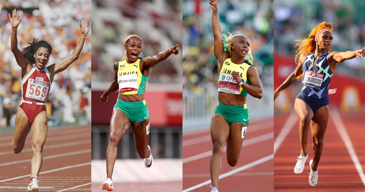 The race for FloJo's 100m world record Can Elaine ThompsonHerah