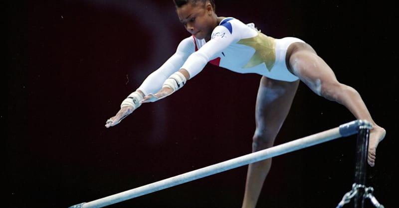 All of Dominique Dawes' Olympic uneven bars routines