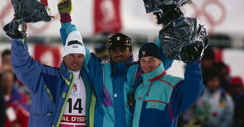 La médaille d'or d'Alberto Tomba en slalom - Albertville 1992